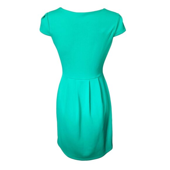 Enfocus Studio Dress Womens Size 6 Solid All Emerald Green Textured Pleated Cute - Picture 3 of 6